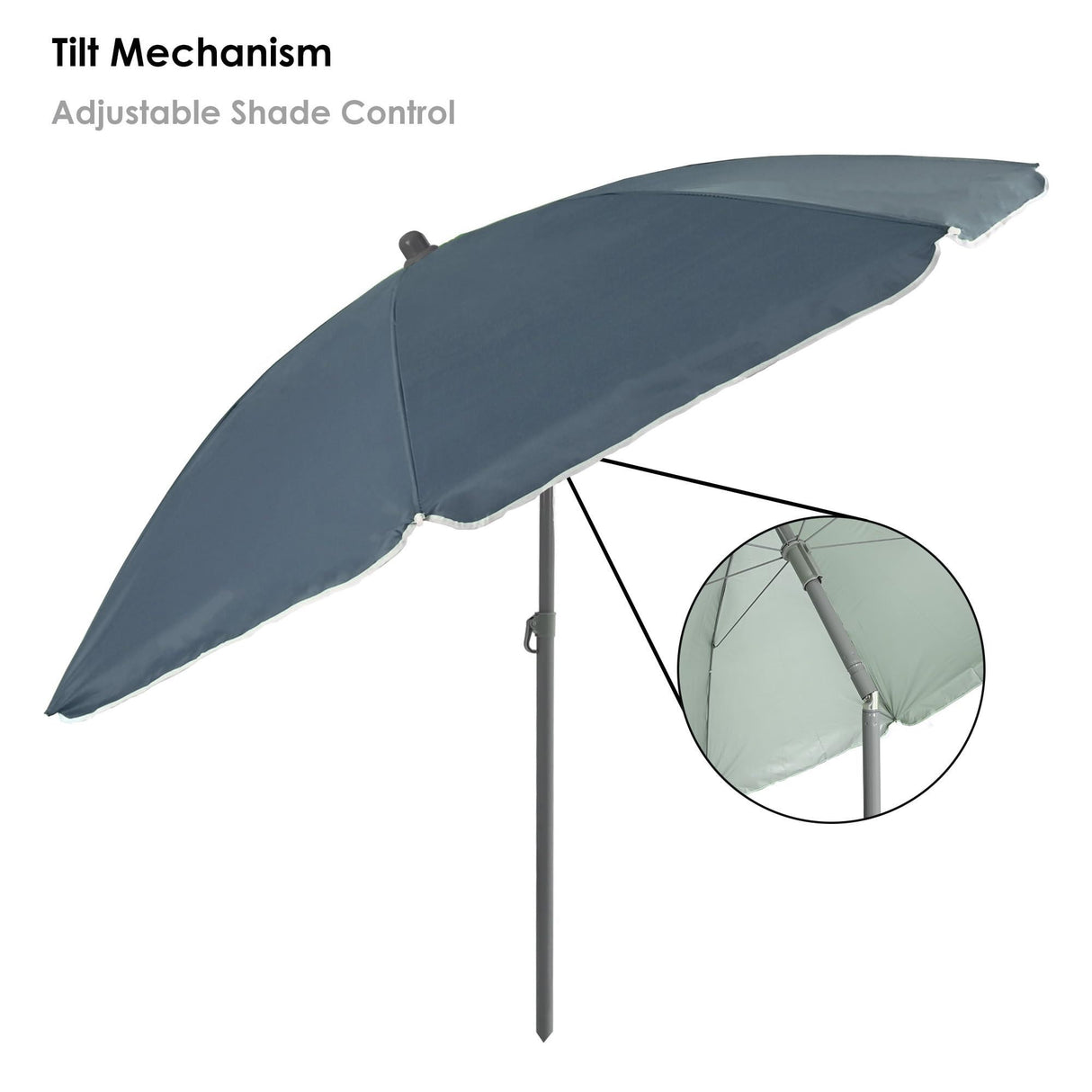 240cm (7ft 8in) Grey Parasol with Base Garden