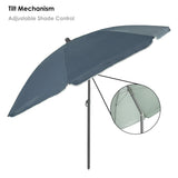 240cm (7ft 8in) Grey Parasol with Base Garden