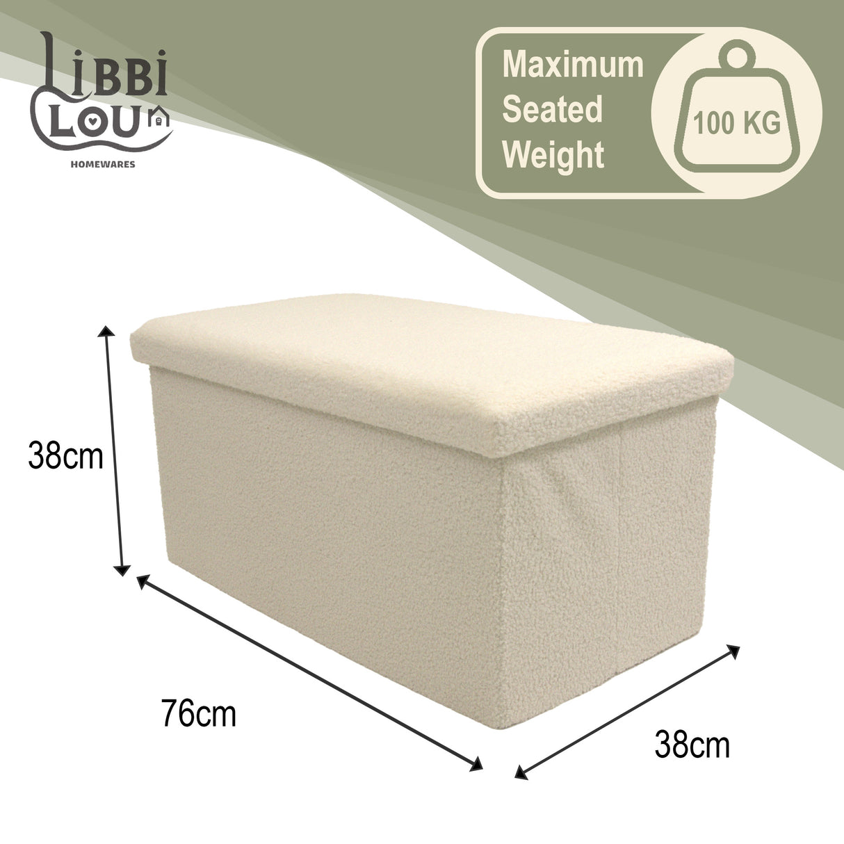 Teddy Boucle Foldable Footstool/Ottoman Storage Box