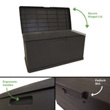 Outdoor Garden Storage Box with Lid 118x59x57cm Water Resistant Lockable Plastic Deck Box Storage Container for Cushions, Wellies, Logs, Coal & Garden Tools (340L)