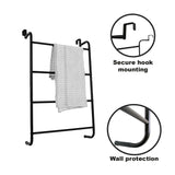 Over The Door Towel Rail Black 4 Tier Towel Rack, Hanging Metal Towel Rack Holder with 4 Bars, Over Door or Wall Mounted Towel Storage Bathroom Towel Rack 73x43cm