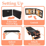 Portable 3 Section Wooden Massage Table