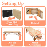 Portable 2 Section Wooden Massage Table