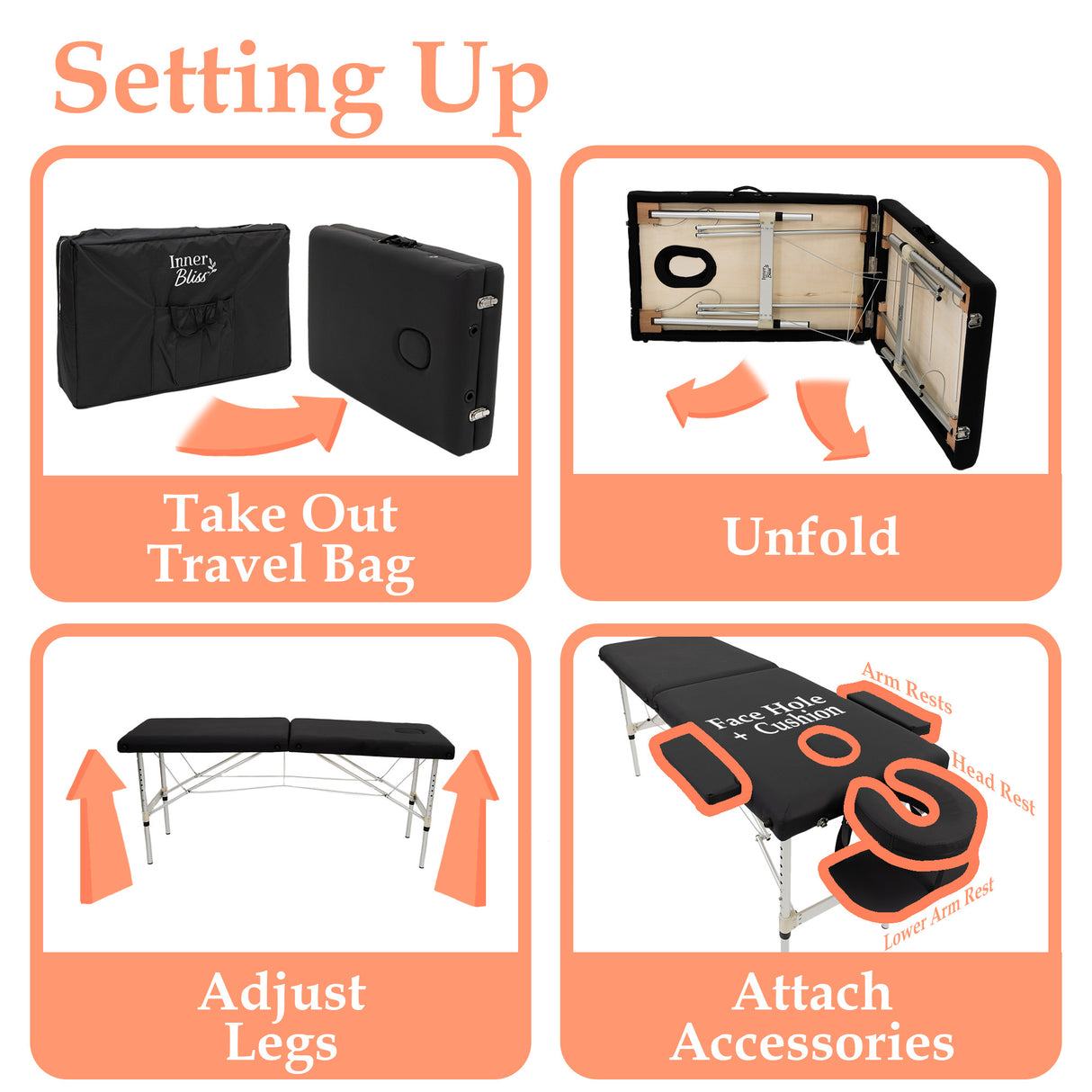 Portable 2 Section Aluminium Massage Table