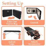 Portable 3 Section Aluminium Massage Table