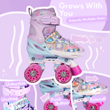 Adjustable Quad Roller Skates With Light Up Wheels