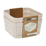 Storage Baskets Woven Design Stackable Plastic Organisers Homeware - Set of 2 (12 x 12cm)
