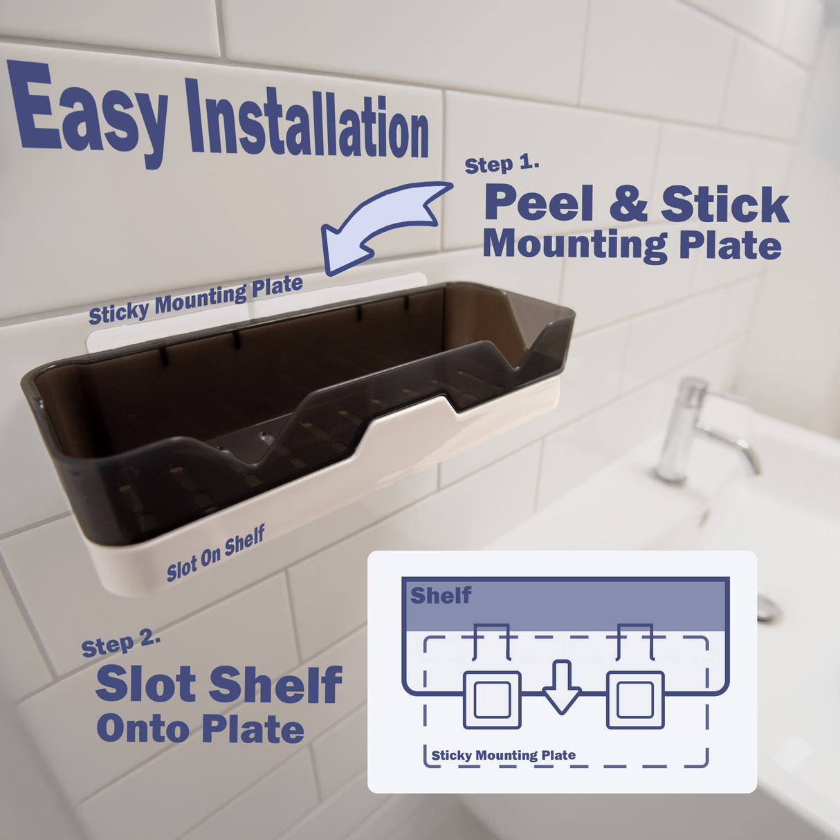 2 Wall Mounted Bathroom Shelf Organisers
