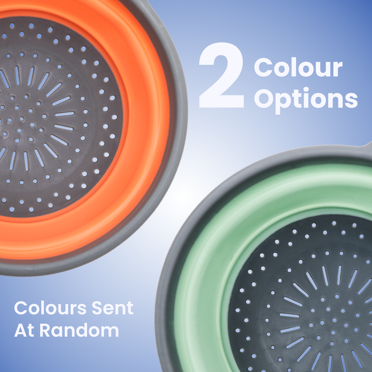 Collapsible Silicone Kitchen Colander with Handle + Without Handle - BPA Free, Non Toxic - Space Saving Folding Food Strainer for Kitchen & Travel 23cm (Colander with Handle) - Assorted