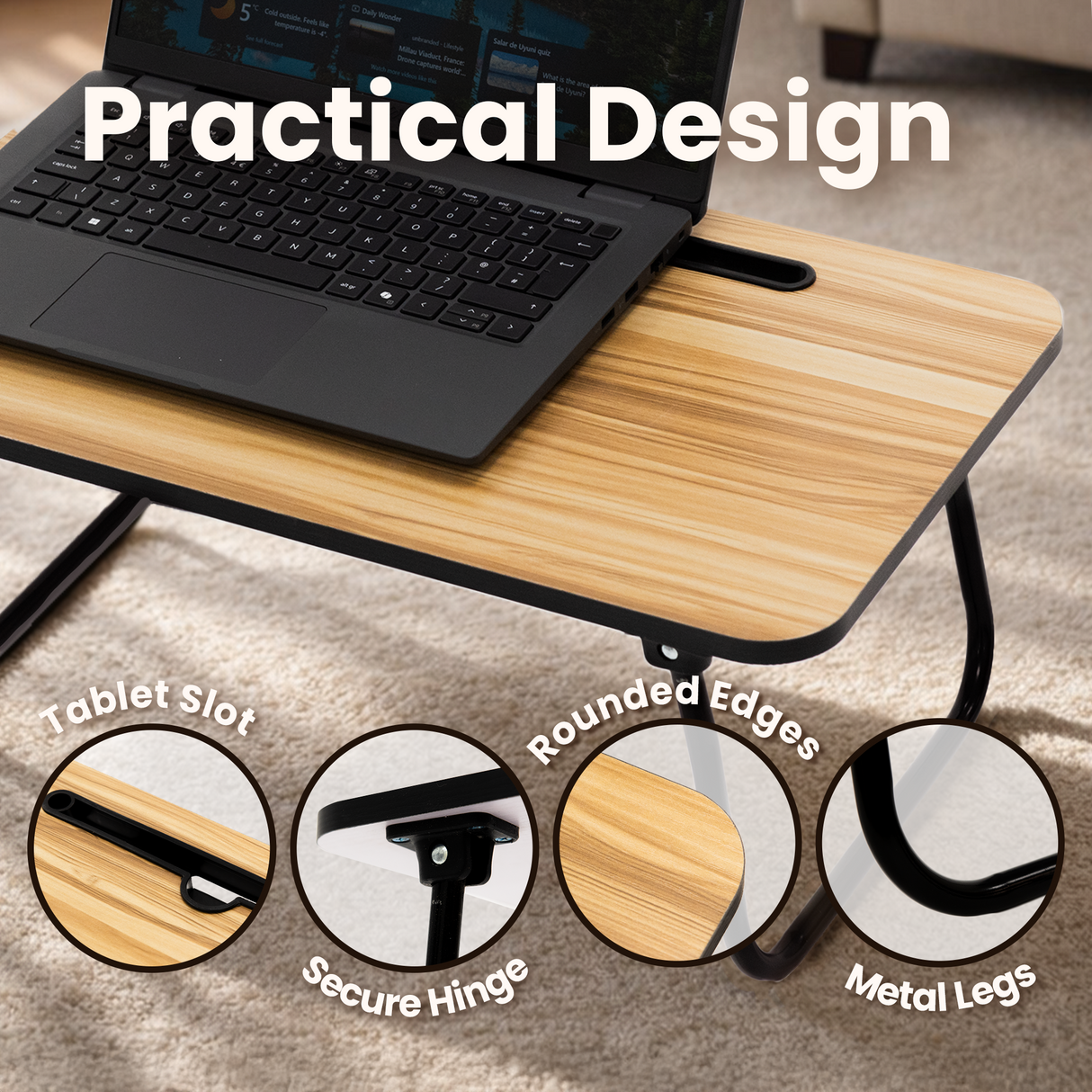 Laptop Bed Table with Foldable Legs Tablet Mobile Sofa TV Dinner Bed Table Tray Portable Breakfast Desk Stand