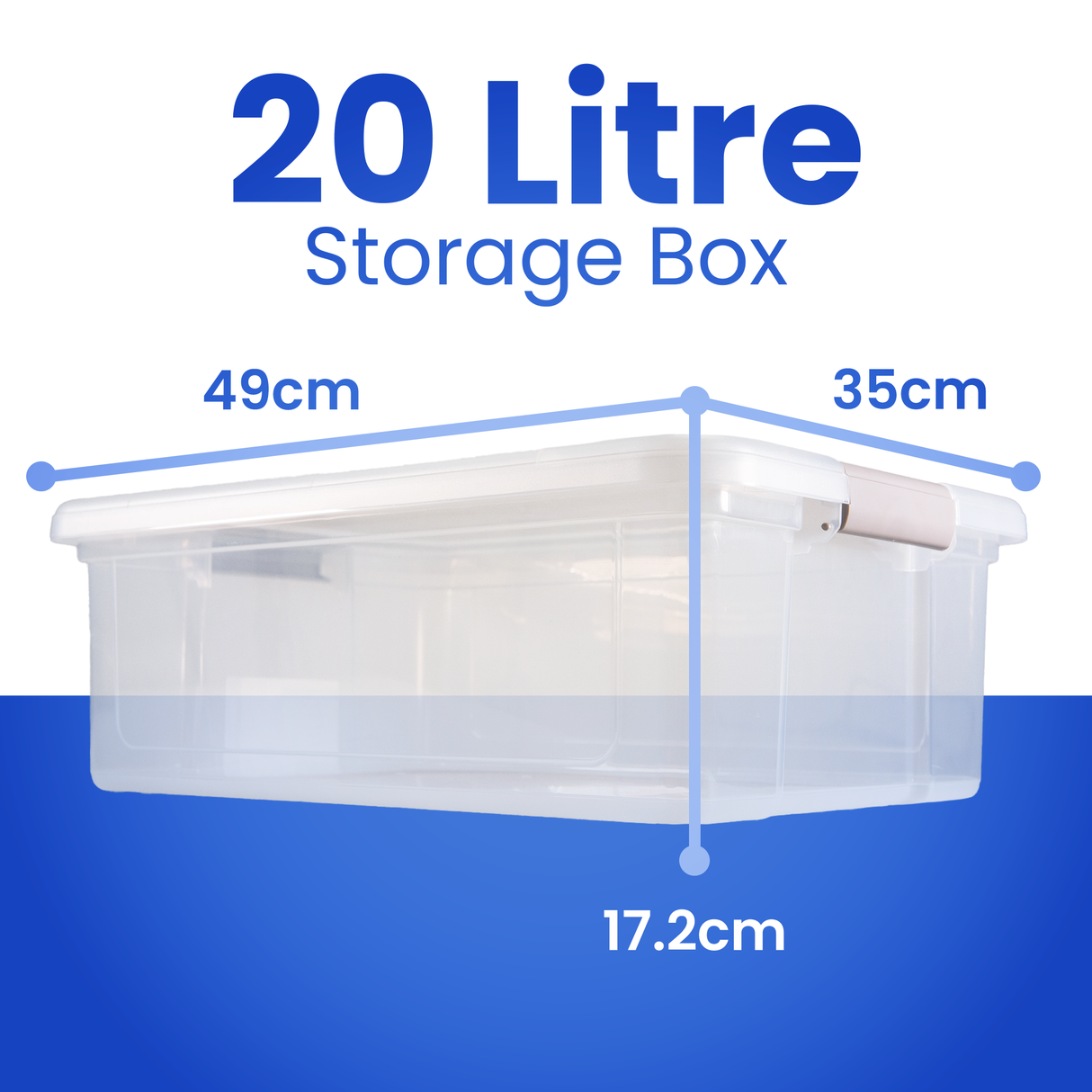Plastic Storage Box with Lids | Stackable Clear Containers for Kitchen, Office, Crafts, Tools & Household Essentials (20 Litre)