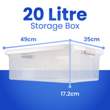 Plastic Storage Box with Lids | Stackable Clear Containers for Kitchen, Office, Crafts, Tools & Household Essentials (20 Litre)