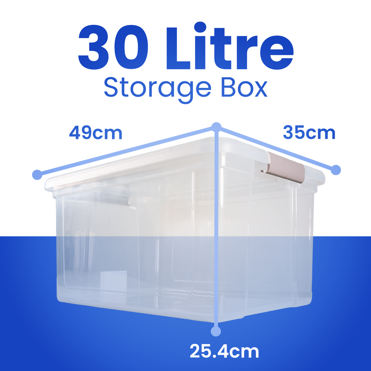 Plastic Storage Box with Lids | Stackable Clear Containers for Kitchen, Office, Crafts, Tools & Household Essentials (30 Litre)