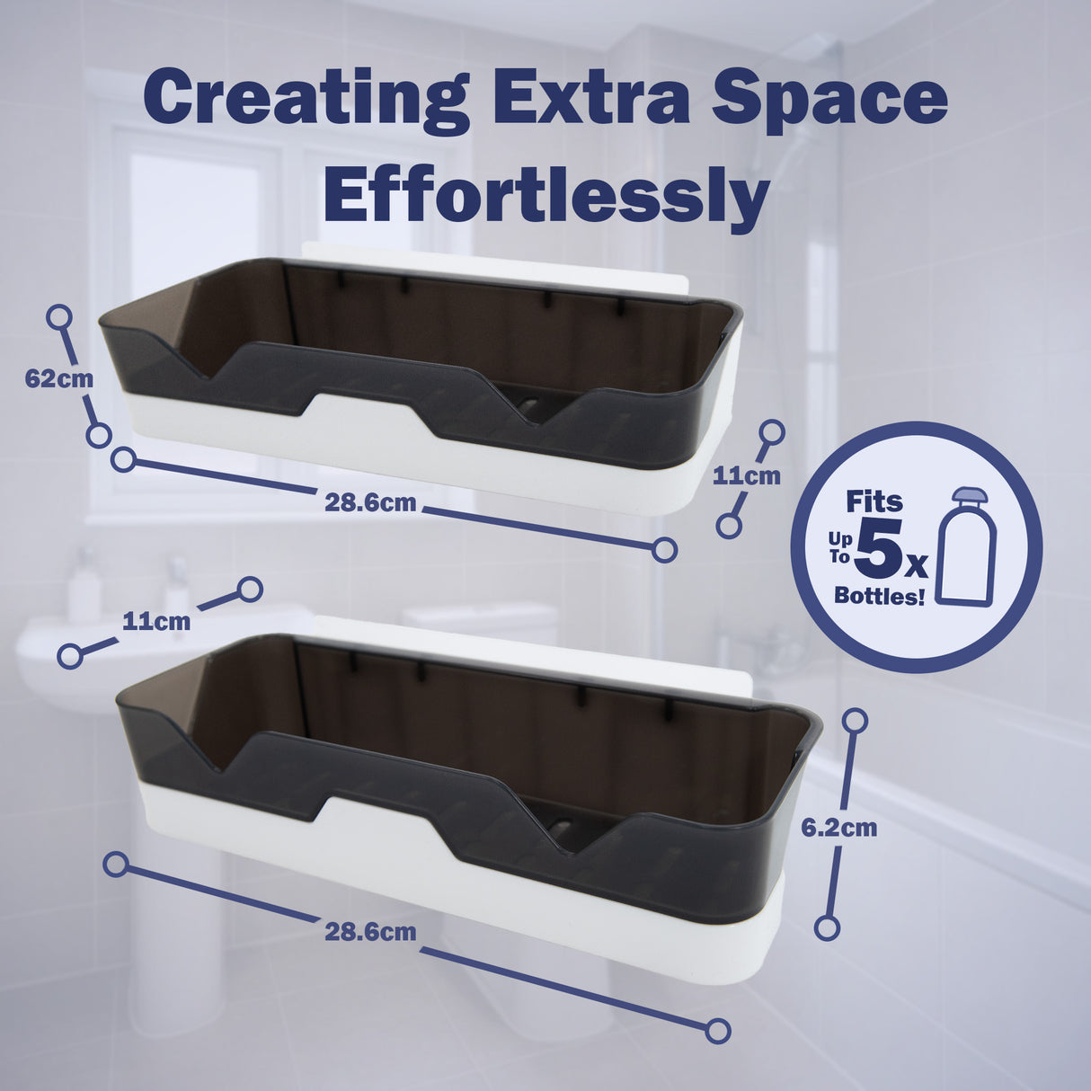 2 Wall Mounted Bathroom Shelf Organisers