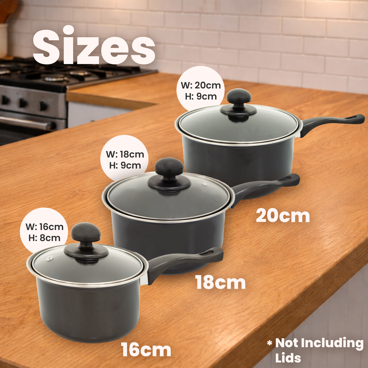 3 Piece Saucepan Set with Lids