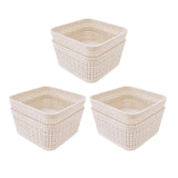 Storage Baskets Woven Design Stackable Plastic Organisers Homeware - Set of 2 (25 x 19cm)
