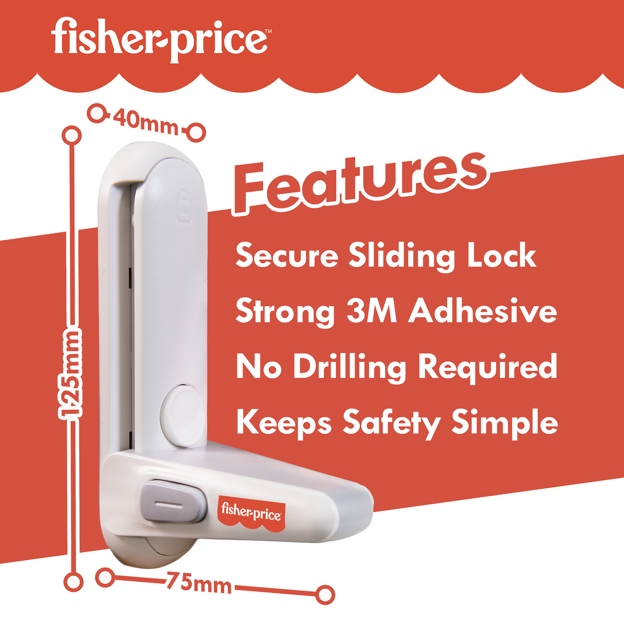Fisher-Price White Baby Safety Door Lever Lock
