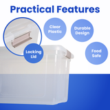 Plastic Storage Box with Lids | Stackable Clear Containers for Kitchen, Office, Crafts, Tools & Household Essentials (30 Litre)