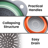 Collapsible Silicone Kitchen Colander Space Saving Folding Food Strainer for Kitchen & Travel (23cm) BPA-Free - Assorted Colours