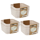 Storage Baskets Woven Design Stackable Plastic Organisers Homeware - Set of 2 (12 x 12cm)