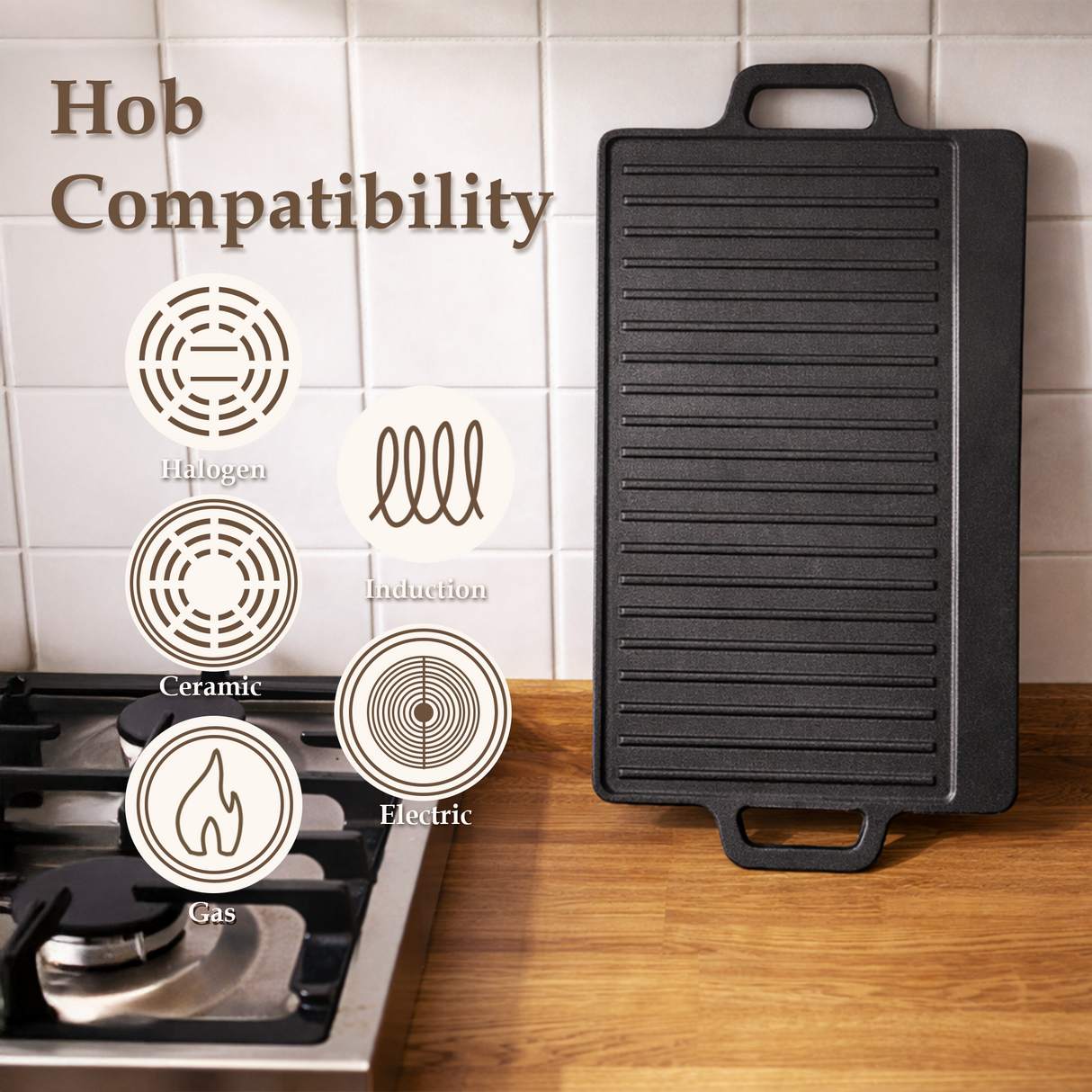 Reversible Cast Iron Griddle Plate