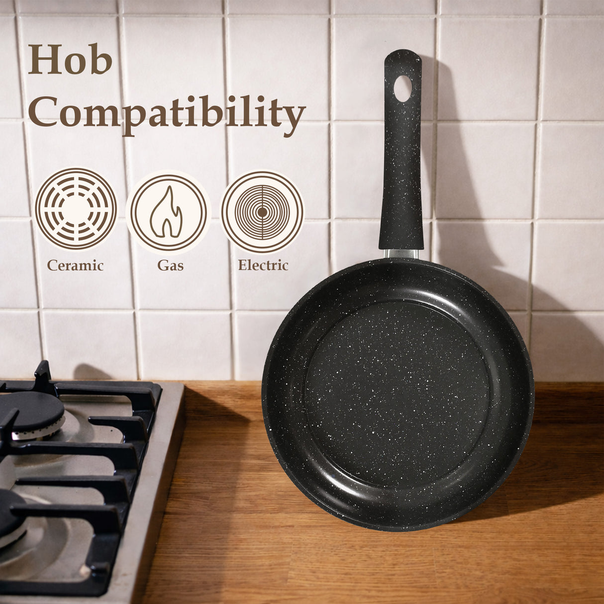 5pc Non Stick Cookware Frying Pans & Utensils Set