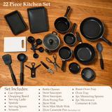 22 Piece Basic Cookware & Untensil Starter Cooking Set