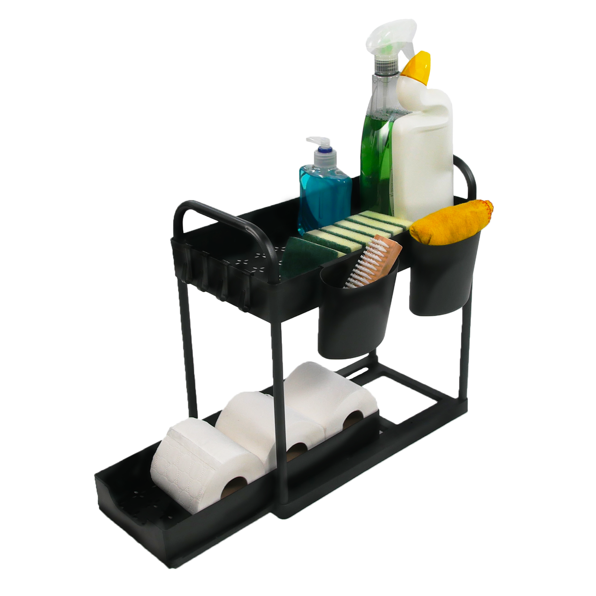 2 Black Bathroom Organisers