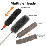 Feather Duster with Extension Pole & 5pcs Interchangeable Dusters