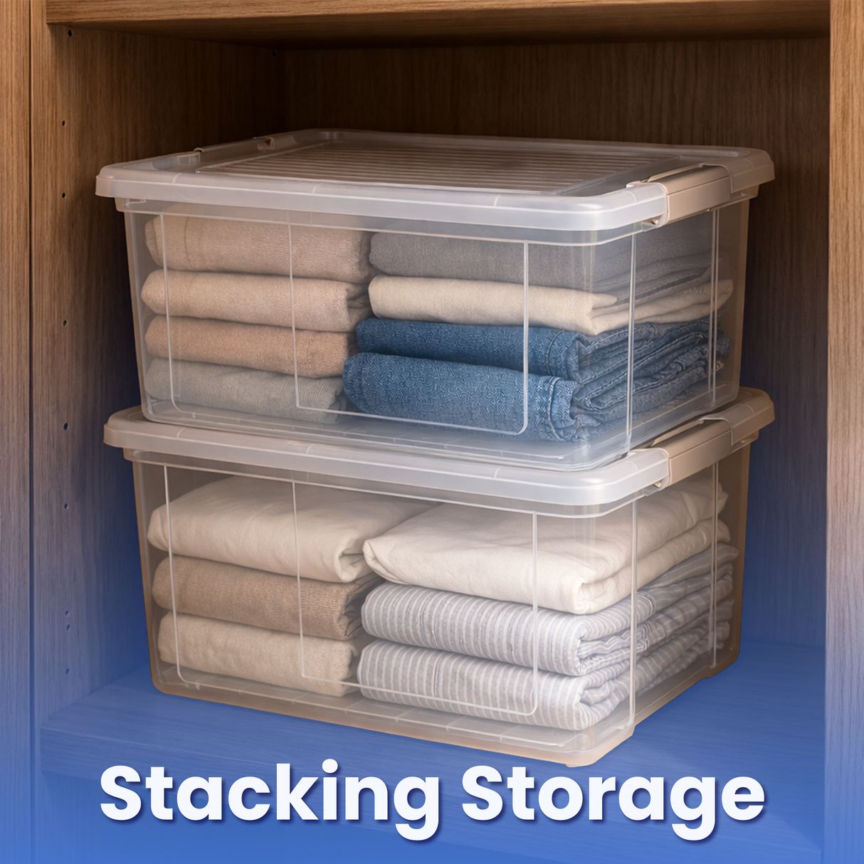 Plastic Storage Box with Lids | Stackable Clear Containers for Kitchen, Office, Crafts, Tools & Household Essentials (30 Litre)