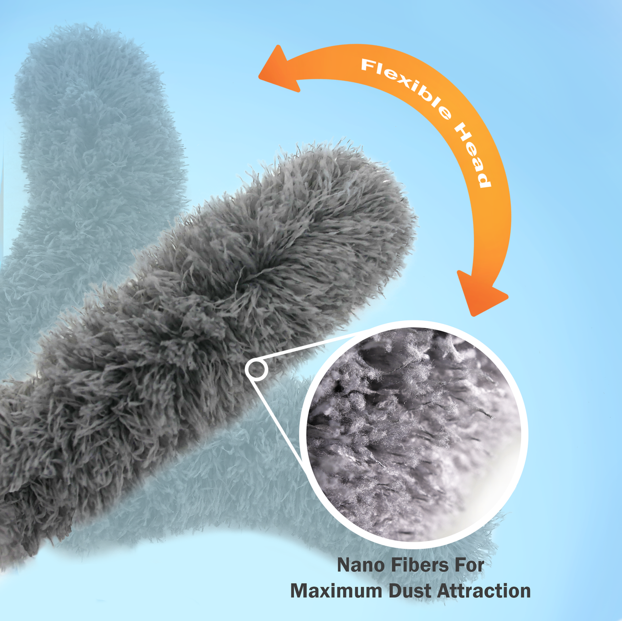 Feather Duster with Extension Pole & 5pcs Interchangeable Dusters