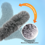 Feather Duster with Extension Pole & 5pcs Interchangeable Dusters
