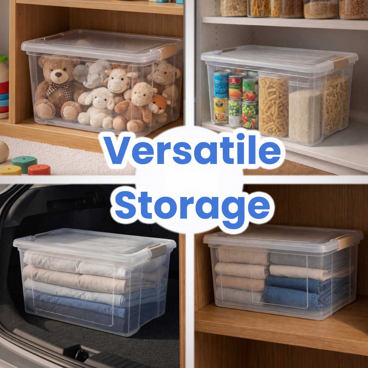 Plastic Storage Box with Lids | Stackable Clear Containers for Kitchen, Office, Crafts, Tools & Household Essentials (30 Litre)